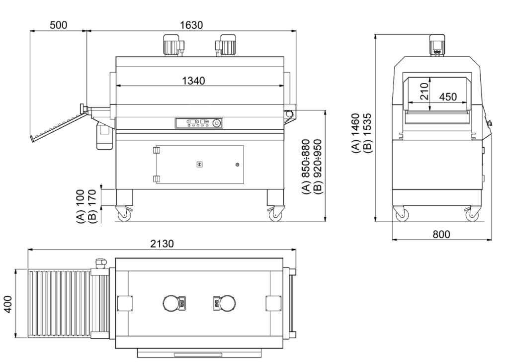 Layout dimensiones Túnel 50 Twin Inox